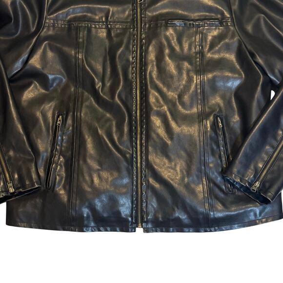 LEVIS Black Vegan Leather Zip-Up Mens Moto Biker Bomber Jacket Size XXL - Picture 6 of 16